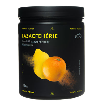 Amata Power citrus ízű hidrolizált lazacfehérje. 87% fehérjetartalom. Gyors felszívódás. Tejmentes, gluténmentes, szójamentes fehérje. Ketogén és paleo étrendbe is beilleszthető. Természetes összetevőkből áll. Steviával édesítve. Gyors oldódás, könnyed vizes állag.